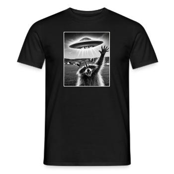 Raton laveur Selfie avec OVNI extraterrestre drôle Cadeaux de raton laveur - T-shirt homme - noir - Devant - AI Model Male 178 light (178cm)