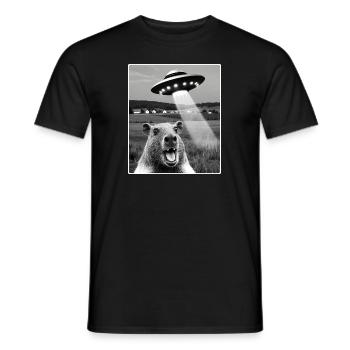 capybara Selfie With Alien UFO Funny capybara Gift - Men's T-Shirt - black - Front - AI Model Male 178 light (178cm)