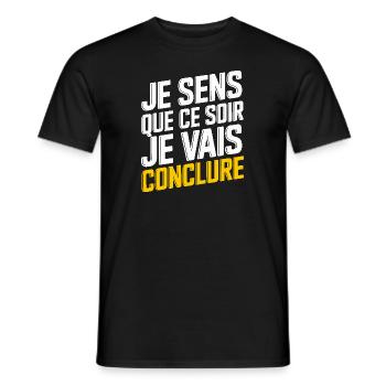Je sens que ce soir je vais conclure - T-shirt homme - noir - Devant - AI Model Male 178 light (178cm)