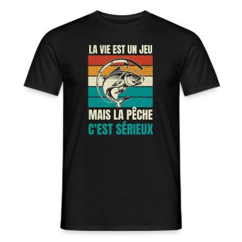 la pêche c'est sérieux - T-shirt homme - noir - Devant - AI Model Male 178 light (178cm)