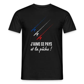 J aime ce pays et la pêche - T-shirt homme - noir - Devant - AI Model Male 178 light (178cm)