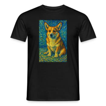 Corgi in the whirl - Men's T-Shirt - black - Front - AI Model Male 178 light (178cm)