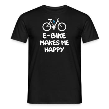 E Bike Makes Me Happy - Men's T-Shirt - black - Front - AI Model Male 178 light (178cm)