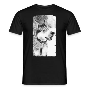 Husky Hund schwarz weiß - Männer T-Shirt - Schwarz - Vorne - AI Model Male 178 light (178cm)