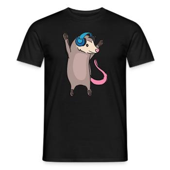 Opossum dansant, écoutant de la musique, animal - T-shirt homme - noir - Devant - AI Model Male 178 light (178cm)