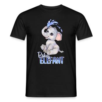 Niedlicher Baby Elefant mit Wasserfontäne - Männer T-Shirt - Schwarz - Vorne - AI Model Male 178 light (178cm)