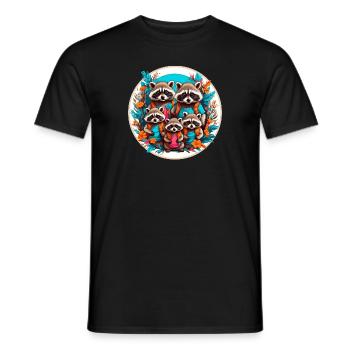 Mignon adorable raton laveur famille - T-shirt homme - noir - Devant - AI Model Male 178 light (178cm)