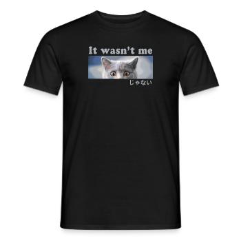 Busted? Ich war es nicht! Schuldige Katze - Männer T-Shirt - Schwarz - Vorne - AI Model Male 178 light (178cm)