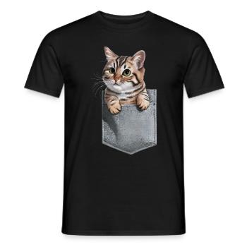 Balinesische Katze in der Tasche Geschenk - Männer T-Shirt - Schwarz - Vorne - AI Model Male 178 light (178cm)