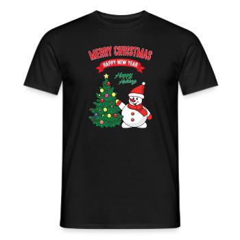 Snowman winter Christmas Christmas snow - Men's T-Shirt - black - Front - AI Model Male 178 light (178cm)
