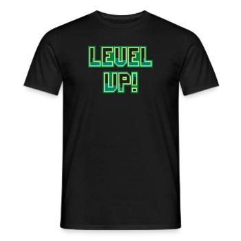 Level Up (Pixel-Schriftzug) - Männer T-Shirt - Schwarz - Vorne - AI Model Male 178 light (178cm)