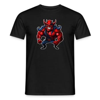 Evil grinning horror devil with muscles - Men's T-Shirt - black - Front - AI Model Male 178 light (178cm)
