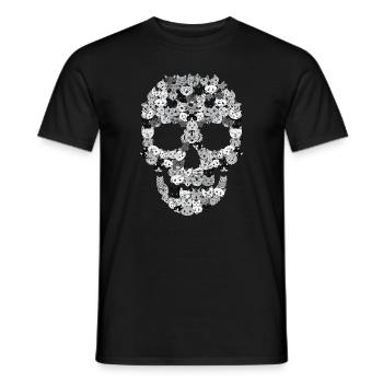 Crâne chats | Cadeau tête de chat chaton - T-shirt homme - noir - Devant - AI Model Male 178 light (178cm)