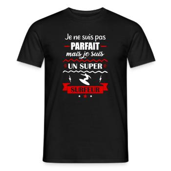 Pas parfait surfeur, idée cadeau surf - T-shirt homme - noir - Devant - AI Model Male 178 light (178cm)