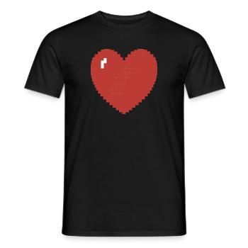 Heart heart Pixel Gamer Gift - Men's T-Shirt - black - Front - AI Model Male 178 light (178cm)