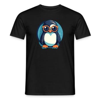 Penguin with sunglasses, Antarctic bird - Men's T-Shirt - black - Front - AI Model Male 178 light (178cm)