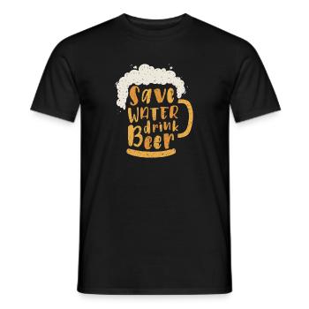 Save water Drink beer - Men's T-Shirt - black - Front - AI Model Male 178 light (178cm)