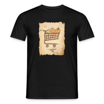 Panier d’épicerie avec des sacs à provisions cadeaux - T-shirt homme - noir - Devant - AI Model Male 178 light (178cm)