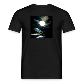 Full moon and moonlight on water at night - Men's T-Shirt - black - Front - AI Model Male 178 light (178cm)