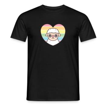 Cute Sheep Rainbow Heart Subtle Pride - Men's T-Shirt - black - Front - AI Model Male 178 light (178cm)