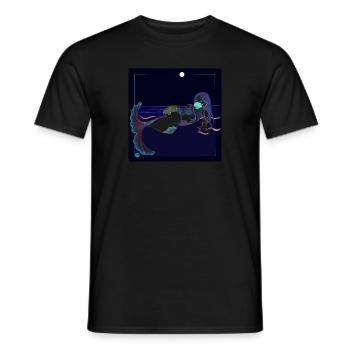 Little mermaid wearing a mask. Midnight bath - Men's T-Shirt - black - Front - AI Model Male 178 light (178cm)