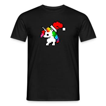 Licorne de Noël Pixel Art - T-shirt homme - noir - Devant - AI Model Male 178 light (178cm)