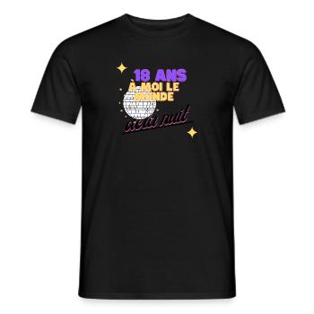J'ai 18 ans, à moi le monde de la nuit - T-shirt homme - noir - Devant - AI Model Male 178 light (178cm)