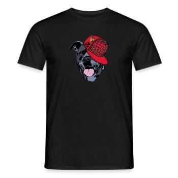 American Staffordshire Terrier Hip Hop Music Capi - Men's T-Shirt - black - Front - AI Model Male 178 light (178cm)