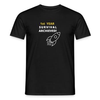 Startup 1er anniversaire - survie atteinte - T-shirt homme - noir - Devant - AI Model Male 178 light (178cm)