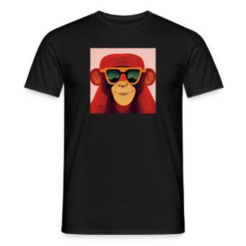 Singe rouge avec des lunettes de soleil fraîches - T-shirt homme - noir - Devant - AI Model Male 178 light (178cm)