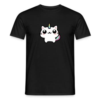Unicorn Cat Einhorn Katze Unikat Unicat - Männer T-Shirt - Schwarz - Vorne - AI Model Male 178 light (178cm)