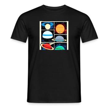 Planètes sur le style de bande dessinée spatiale - T-shirt homme - noir - Devant - AI Model Male 178 light (178cm)