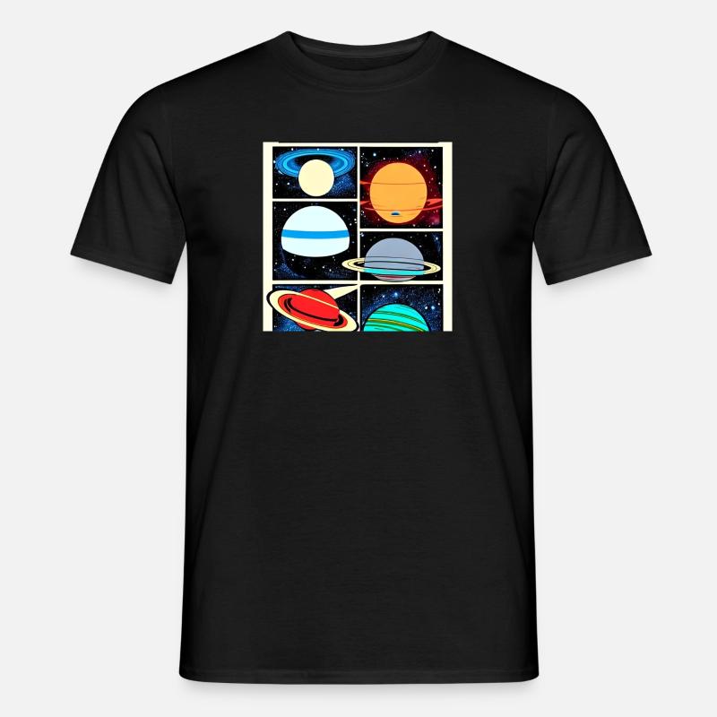 Planeten im Weltraum-Comic-Stil - Männer T-Shirt - Schwarz