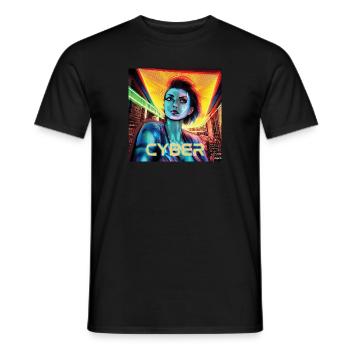 girl cyber04 - Men's T-Shirt - black - Front - AI Model Male 178 light (178cm)