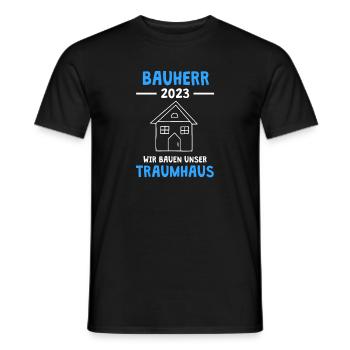 Bauherr 2023 Wir bauen unser Traumhaus Richtfest - Männer T-Shirt - Schwarz - Vorne - AI Model Male 178 light (178cm)