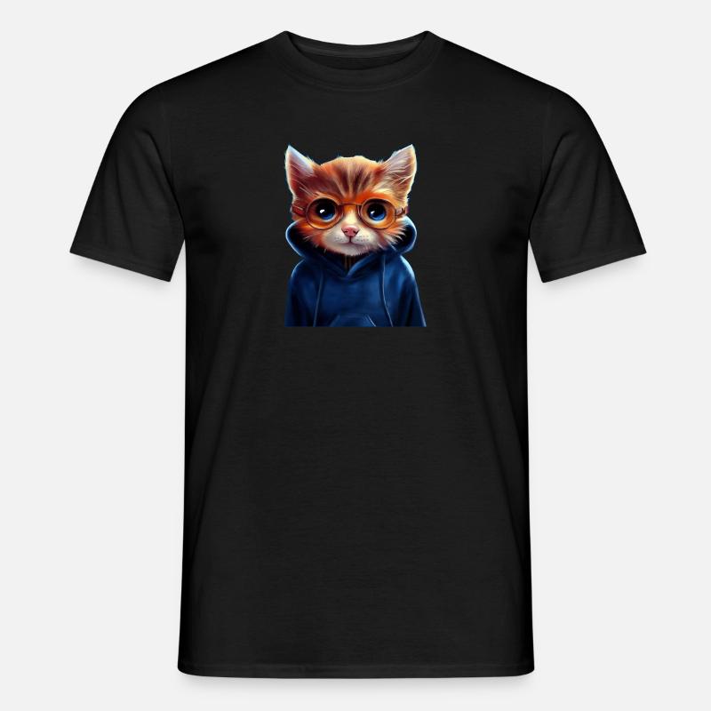Katze mit Pullover - Männer T-Shirt - Schwarz