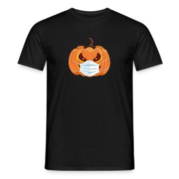 Gruseliger Halloween Kürbis mit Corona Maske - Männer T-Shirt - Schwarz - Vorne - AI Model Male 178 light (178cm)
