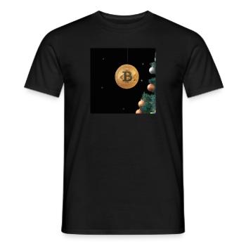 Bitcoin suspendu au sapin de Noël - T-shirt homme - noir - Devant - AI Model Male 178 light (178cm)