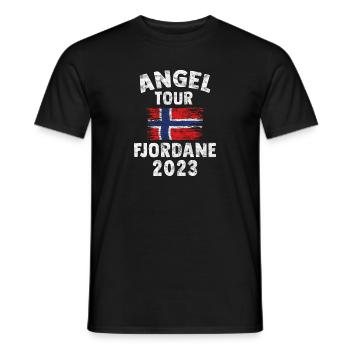 FJORDANE 2023 Angel Tour Norwegen Personalisierbar - Männer T-Shirt - Schwarz - Vorne - AI Model Male 178 light (178cm)