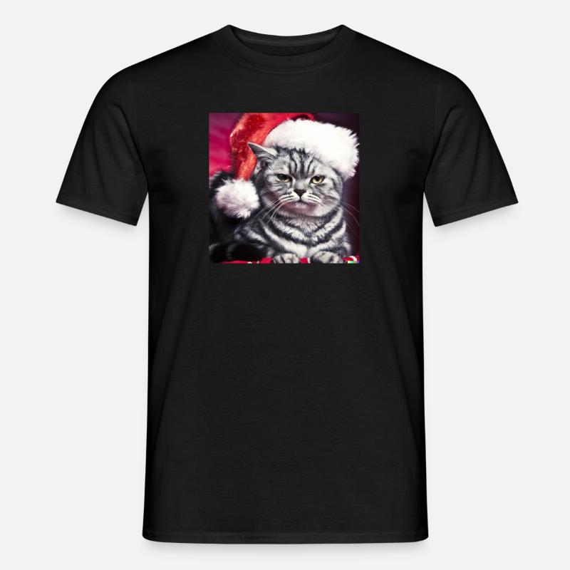 Chat de Noël - T-shirt homme - noir