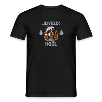 cavalier king charles joyeux noel pull noël chien - T-shirt homme - noir - Devant - AI Model Male 178 light (178cm)