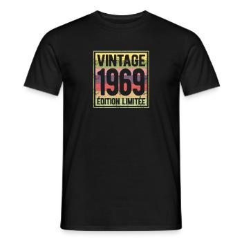 VINTAGE 1969 EDITION LIMITEE - T-shirt homme - noir - Devant - AI Model Male 178 light (178cm)