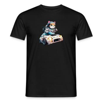 Space Cat - Männer T-Shirt - Schwarz - Vorne - AI Model Male 178 light (178cm)