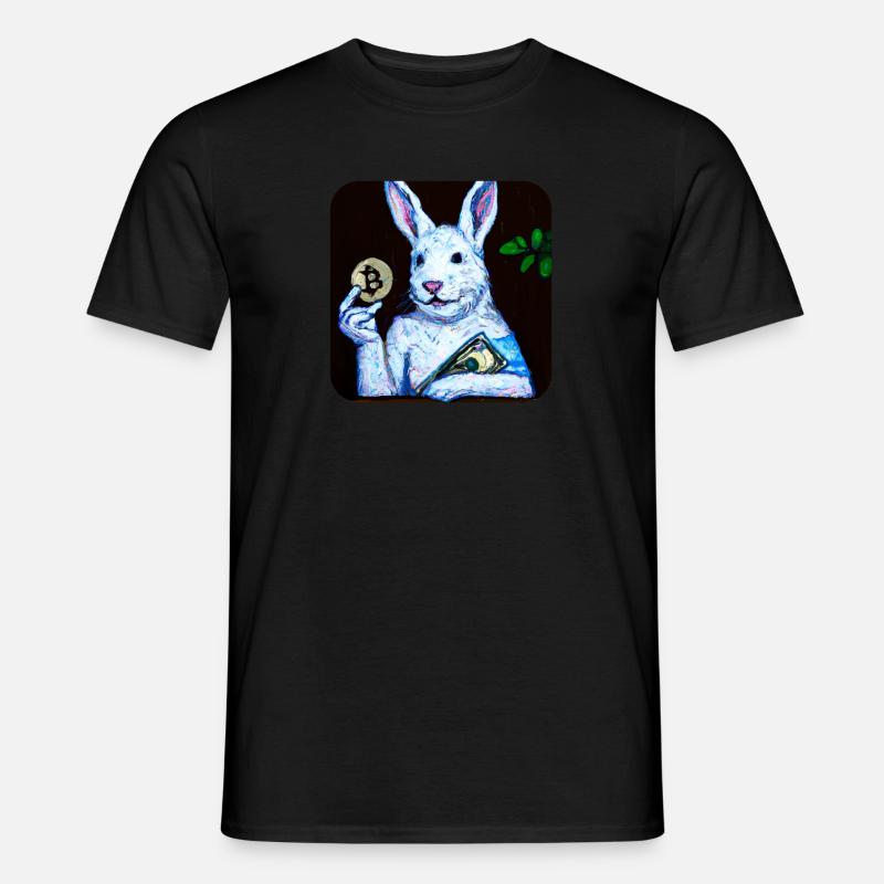 White Rabbit prefers Bitcoin! - Männer T-Shirt - Schwarz