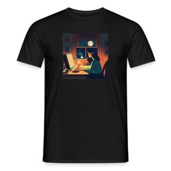 Burning the midnight oil - Men's T-Shirt - black - Front - AI Model Male 178 light (178cm)