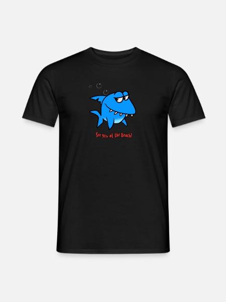 See yout at the beach - Hai Spruch Motiv - Männer T-Shirt - Schwarz