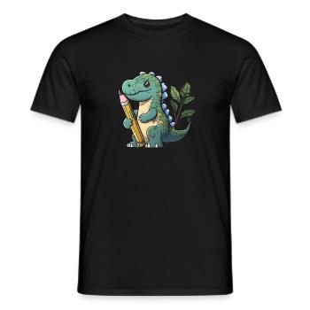 Schul Dino - Männer T-Shirt - Schwarz - Vorne - AI Model Male 178 light (178cm)
