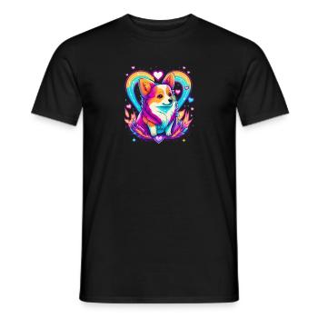 Kawaii Corgi Neon Liebe - Männer T-Shirt - Schwarz - Vorne - AI Model Male 178 light (178cm)
