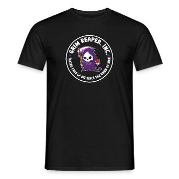 Funny Grim Reaper Inc. Logo, Goth Dark Humor - Männer T-Shirt - Schwarz - Vorne - AI Model Male 178 light (178cm)