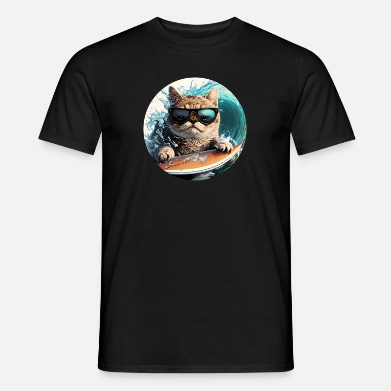 Surf Cat - Männer T-Shirt - undefined